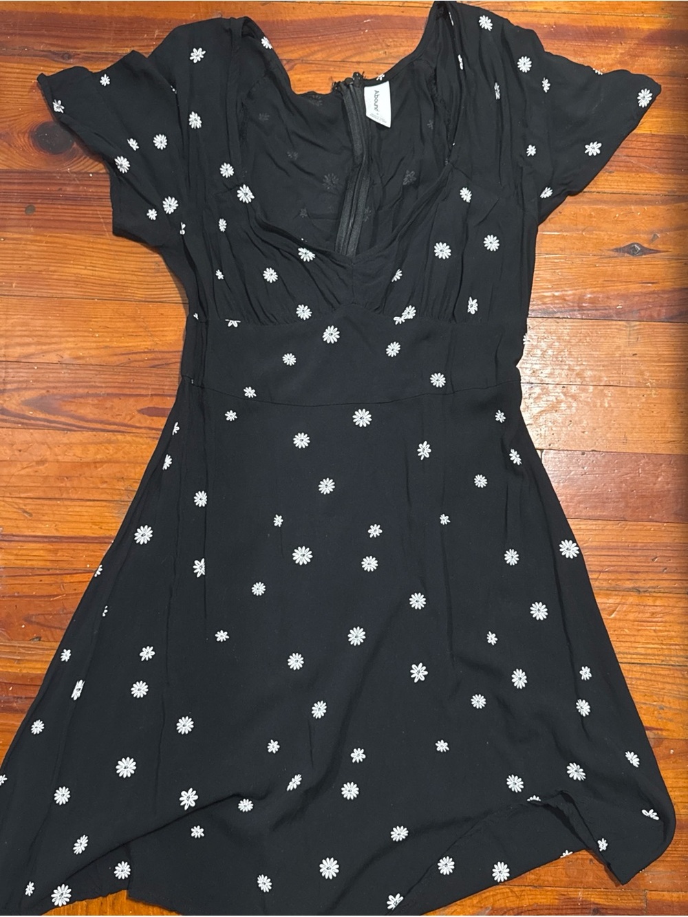 Abound Black Mini Dress with White Daisy Print